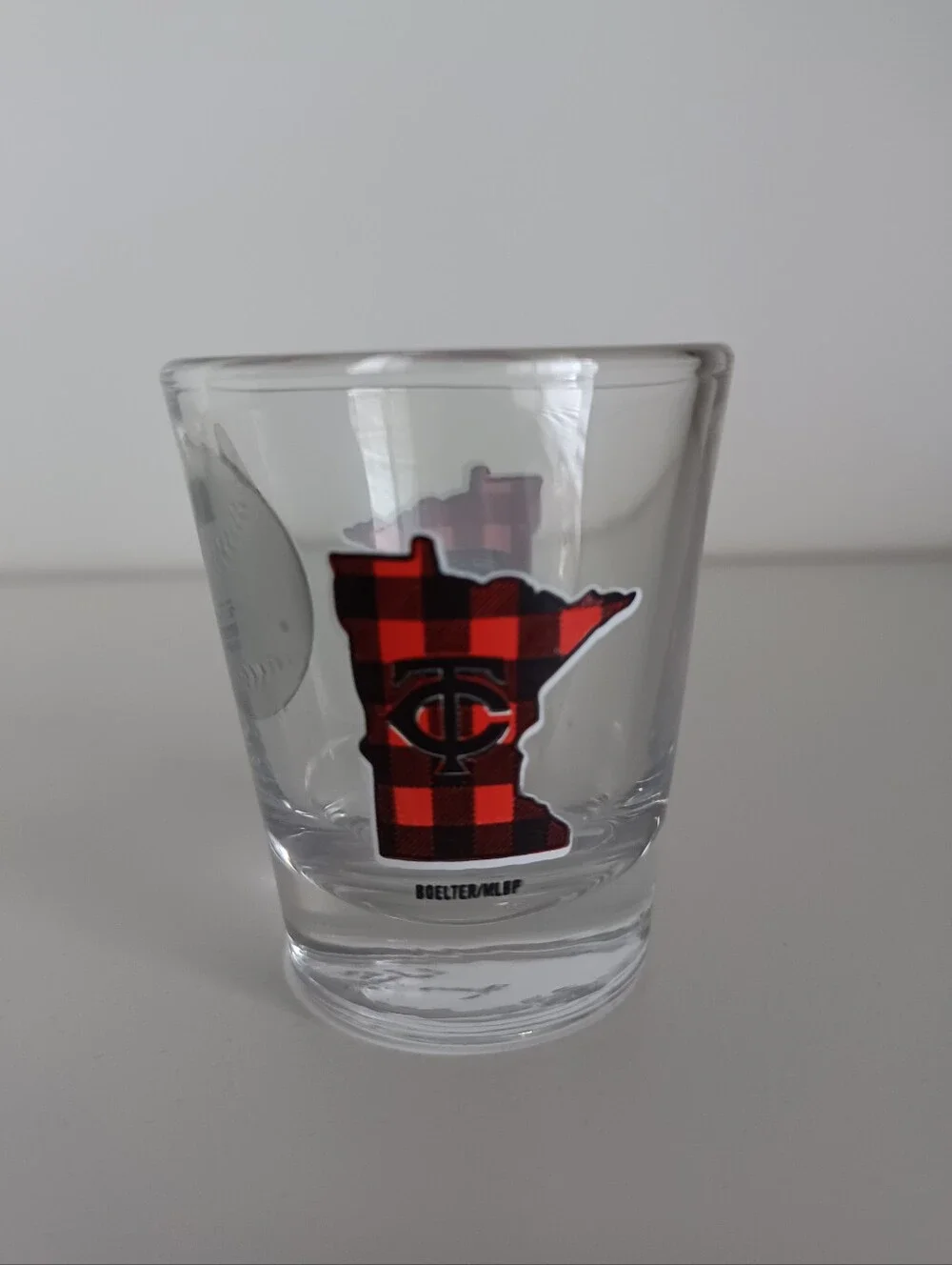 MLB MN Twins Baseball‎ Plaid Clear Shot Glass Barware Drinkware Collectible